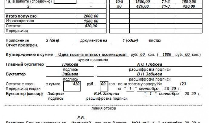 Авансовый отчет в 1с 8.3 образец заполнения