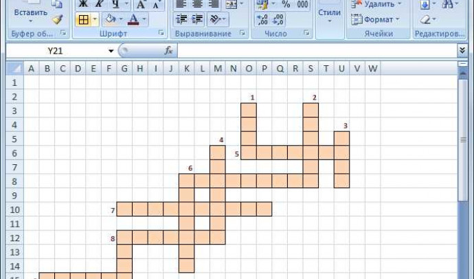 Как создать кроссворд в Excel